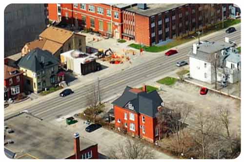 Cars driving on a street in Kitchener, Ontario