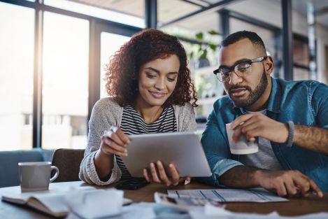 couple looking at documents